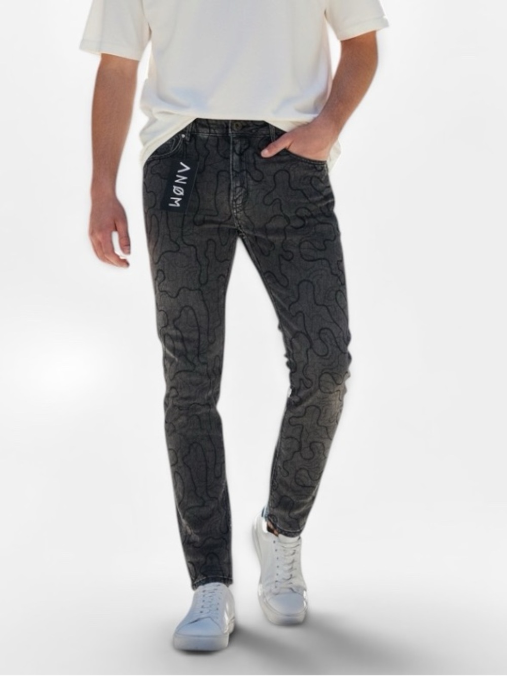 Anom Denim NWT Slim Fit Black Patterned Men’s Jeans